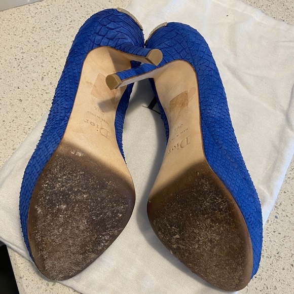Dior Blue Lizard Peep Toe Pump - Picture 7 of 8